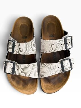 Birkenstock Arizona Marbletwirl Black White Birkenstock-Flor Sandals Size 38